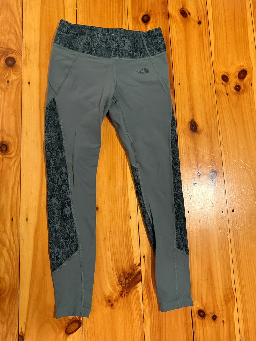 The North Face Gray Leggings with Dark Patterned Panels